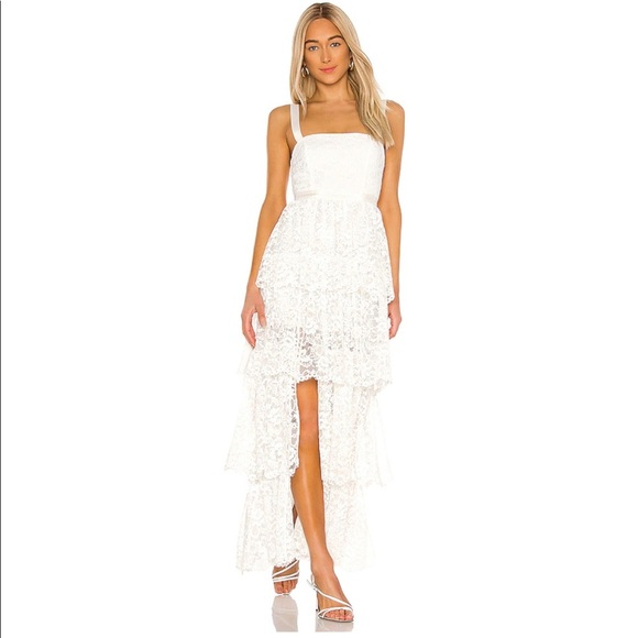 REVOLVE NBD Love My Way Tiered White Lace Gown XS - Picture 1 of 6